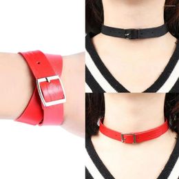 Choker Fashion Chain Gothic Leather Buckle Necklace Collar Bracelet