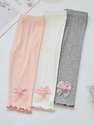 Leggings Strumpfhosen Hosen Kinder Unterwäsche 3-8 Jahre alte Mädchen Sommer Eier Süßigkeiten Farbe Pantalons Capris Blütendruck enge elastische Ginsie Babykleidung WX5.31