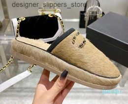 Slippers Designer Shoes Casual Ladies Winter Indoor Fur House Full Furry Soft Fluffy Plush Platform Flats Heel Non Slip Q240603