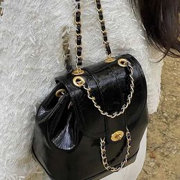 Backpack Korean Xiaoxiangfeng Mini Liki New Chain Backpack Womens Instagram Blog Student Oil Wax Leather Shoulder Bag J240603