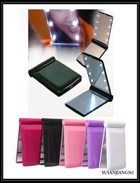 EPACK Lady LED Makeup Mirror Cosmetic 8 LED Mirror Folding Portable Travel Compact Pocket led Mirror Lights Lamps2130553