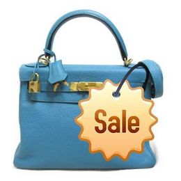 Top Ladies Designer Koalliy Bag 28 2way shoulder hand bag inside stitched leather Blue Used