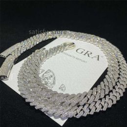 Custom Hip Hop Jewelry VVS1 Moissanit aus kubanischer Verknüpfungskette 925 Silber 12mm 10 mm Diamant Moissanit Kubanische Halskette