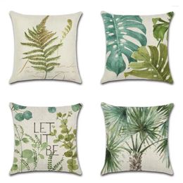 Pillow Retro Tropical Banana Tree Printing Cover Home Decorative Gouache Plant Case Linen Sofa Pillowcase Gift