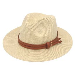 Wide Brim Hats Bucket Hats 2024 Large Size 56-61cm Natural Panama Soft Shaped Straw Hat Summer Women/Men Wide Brim Beach Sun Cap UV Protection Fedora Hat Y240603PTQL