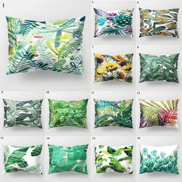 Pillow 30x50cm Tropical Leaf Cover Polyester Throw Pillows Case Sofa Home Decorative Green Plants Print Pillowcase