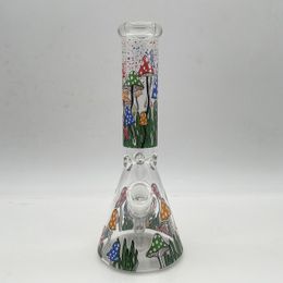 10Inch Mushroom Decal Beaker Glass Bong Water Pipe Hookah Smokingpipe 4designs Beaker Dab Rig
