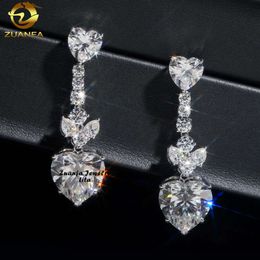 Heart Charm Earring Certified D VVS Diamond Womens Real Gold Moissanite Drop Earrings