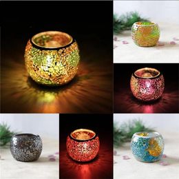 Candle Holders Mosaic Glass Candlestick Party Wedding Home Table Decorative Candelabra Candles Holder Desktop Ornaments Bedroom Decoration