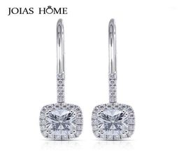 Dangle Chandelier JoiasHome 925 Sterling Silver Earrings Korean Version Of Crystal Clear Fourclaw Square Diamond Ring Set Femal4630824