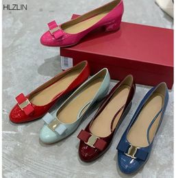 Casual Shoes High-quality Handmade Women's Bow-knot High-heel Leather Cloth -selling Classic Brand Flat Size34-44