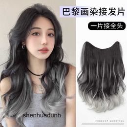 Loose Deep Wave Lace Human Hair Wigs Wig Piece Womens New Spicy Girl Paris Painting Dyed Hair Extension Piece One piece Ushaped Dyed Gradient Large Wave Hair Extension