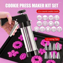 Baking Tools Cookie Press Kit Biscuits Maker Gun Sets With 13 Moulds & 8 Pastry Piping Nozzles Cake Decorator Kitchen