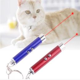 Mini Cat Red Laser Pen Key Chain Funny LED Light Pet Toys Keychain Pointer Pens Keyring for Cats Training Play Toy Flashlight LL