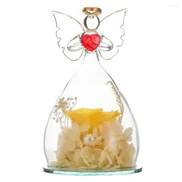Decorative Flowers Gift For Girlfriend Forever Rose In Angel Glass Cover Eternal Home Decor Gifts Wedding Valentine Day(Yellow)
