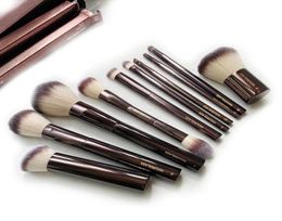 Hourglass Makeup Brushes Set 10Pcs Powder Blush Eye Shadow Crease Concealer Brow Liner Smudger DarkBronze Metal Handle Cosmetic5169396