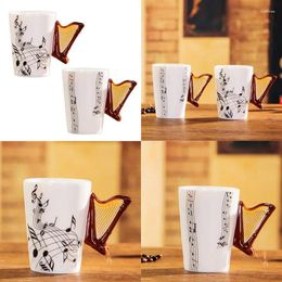 Mugs Creative Novelty Harp Handle Ceramic Cup Free Spectrum Coffee Milk Tea Personality Mug Unique Musical Instrument Gift