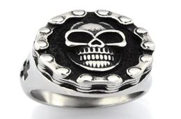 FANSSTEEL STAINLESS STEEL mens or womens Jewellery motor cycle chain gothic skull biker ring GIFT 13W9993945805795831