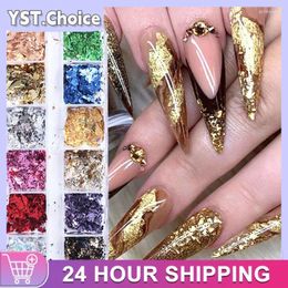 Nail Glitter 12Grid Aurora Ice Crystal Opal Powder Iridescent Dust Charm Flakes Slice Sparkly Brocade Sequin Manicure BEYFH