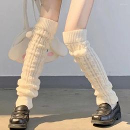 Women Socks Knitted Leg Warmer Long Lengthened Twist JK Calf Sleeves Lolita Winter Warm Over Knee Stockings