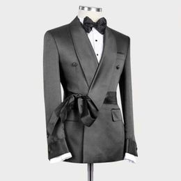 Men's Suits Blazers Mens Jacket Plain Black Belt Lapel Slim Custom Clothing Groomsmen Suit New Fashion Casual Business Wedding Tuxedo