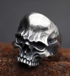 Cool Men039s Fashion Vintage Skull Ring Unique Cranium Biker 316L Stainless Steel Rings Gothic Punk Jewelry1723693