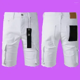 Women's Jeans 2024 Purple ROCA Brand White Streetwear Trend With Splashed Ink Denim Shorts For Men Repair Low Raise Skinny Pants