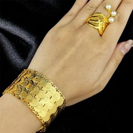 Bangle ESALE Dubai Women's Coin Copper Bracelet Ring Saudi Arabian Retro Handicraft Banquet Jewelry Set