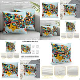 Pillow Case Map Sham Usa With Name Of States In America Geography Cartography Theme Decorative Standard Queen Size Printed Pillowcas Dhcvg
