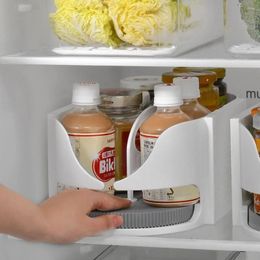 Kitchen Storage Rotatable Fridge Organiser Bins Soda Can Dispenser Racks Beverage Bottle Holder Refrigerator Pantry