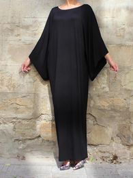 Ethnic Clothing Muslim Fashion For Women Black Long Sleeve Dresses Loose Prayer Maxi Dress One-Piece Full Cover Eid Dubai Kaftan