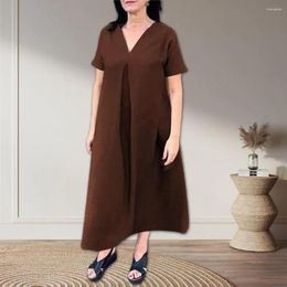 Party Dresses V Neck Dress Women Loose Fit Elegant Maxi With Pockets For Summer A-line Split Hem Long Wear Office
