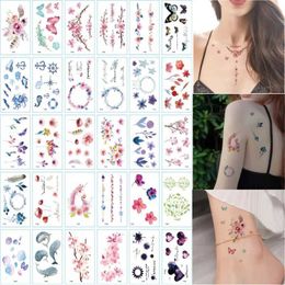 Tattoos Colored Drawing Stickers Temporary 30pcs/lot Watercolor Tporary Wha Flower Butterfly Fake Tatoo Decals for Women Girls Hand Wrist Party Favors WX5.31VRA4