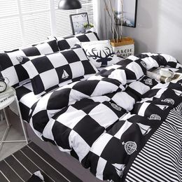 Bedding Sets High Quality Black White Plaid Brief Pattern Set Bed Linings Duvet Cover Sheet Pillowcases 4pcs/set49