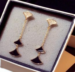 fashion luxury designer exquisite super glittering diamonds vintage fan long pendant stud earrings for woman girls6571096