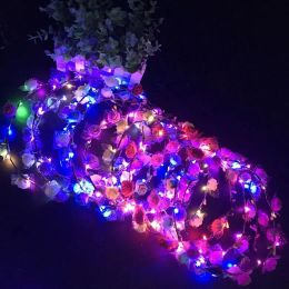 Flashing LED toys strings Glow Flower Crown Headbands Light Party Rave Floral Hair Garland Luminous Wreath Wedding Flower Girl kid LL