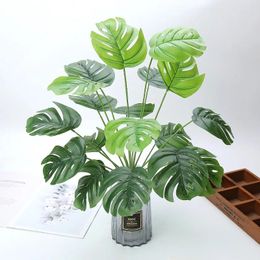 Decorative Flowers 9/18Heads Artificial Tree Tropical Palm Leaves Green Plant For Home Garden Living Room Balcony Decoration Fake