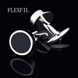 FLEXFIL Jewellery Fashion Shirt Cufflinks Mens Gift Brand Cufflinks Button Black High Quality Gemstones Free Delivery 240531