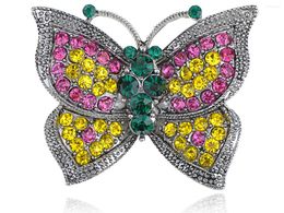 Brooches Fuchsia Pink Green Synthetic Lime Crystal Rhinestone Flirty Fun Butterfly Love Pin Brooch