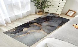 Carpets Modern Nordic Kitchen Rug 3D Print Gold Black Abstract Bedroom Bedside Carpet AntiSlip Area Custom Home Floor Door MatCar7443977