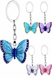 High Quality Butterfly Key Chains Rings Crystal Rhinestone Butterfly Pendant Charm Jewelry Keychains Christmas Xmas Gift Keyring8694193
