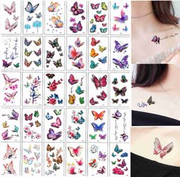 Tattoos Colored Drawing Stickers Temporary 30 new butterfly tattoo stickers for childrens waterproof tattoos Tlibrary fake female reminder ZS314 WX5.31Z9W6