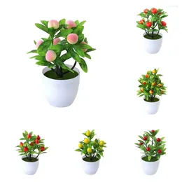 Decorative Flowers Artificial Fruit Tree Potted Balcony Home Floral Decor Plastic Yard Plant Fake Outdoor