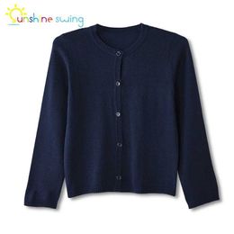 Cardigan Waistcoat Sunshine Swing Fashion Lace Boys and Girls Clothing Open Front Sweater Single Chest Knitted Spring and Autumn Navy Blue Sweater 4-16T WX5.31