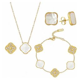 Luxus elegante Liebe Zifferer Kristall Halskette Set für Frauen modische Edelstahl -Anhänger Trend Designerin Frau Hochzeitsgeschenk Schmuck keine Kiste