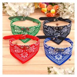 Dog Collars Leashes Pet Collar Leather Lead Adjustable Pets Cat Scarf Bandana Neckerchief Mix Pu Necklace Decoration Drop Delivery Dhfwu