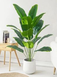 Decorative Flowers 1pc Artificial Plants Large Tropical Palm Tree Fake Banana Leaves Real Touch Plastic Plant For Home Garden Decor