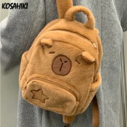 Students Sweet Y2k Aesthetic Fashion Handbags Fluffy Kawaii All Match Schoolbags Cartoon Cute Casual Backpacks Women 240604