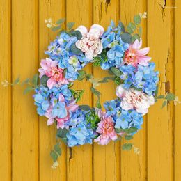 Decorative Flowers 2024 Spring Blue Pink White Embroidery Flower Wreath Cross Border Selling Simulation Decoration Outdoor Courtyard Wed