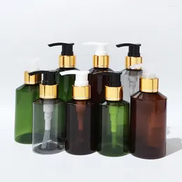 Storage Bottles 30pcs 100ml/150ml/200ml Plastic With Gold Collar Pump Bottle Skin Care Dispenser Shampoo Shower Gel Container